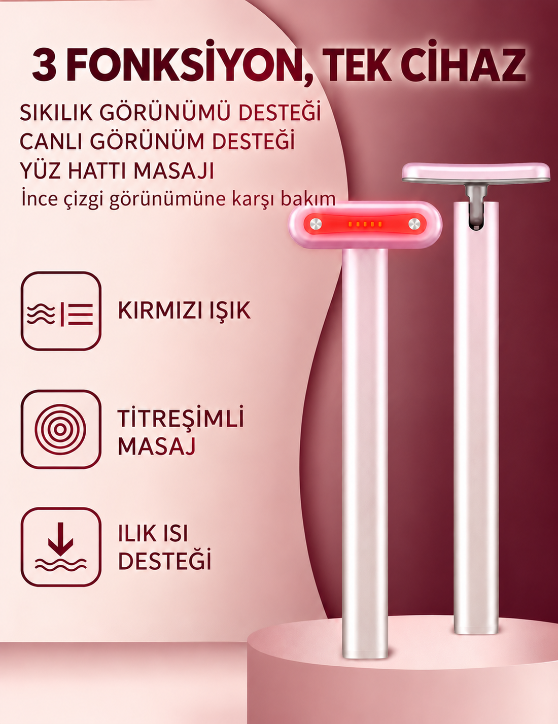 Siloura kırmızı ışık, titreşimli masaj ve ılık ısı fonksiyonları