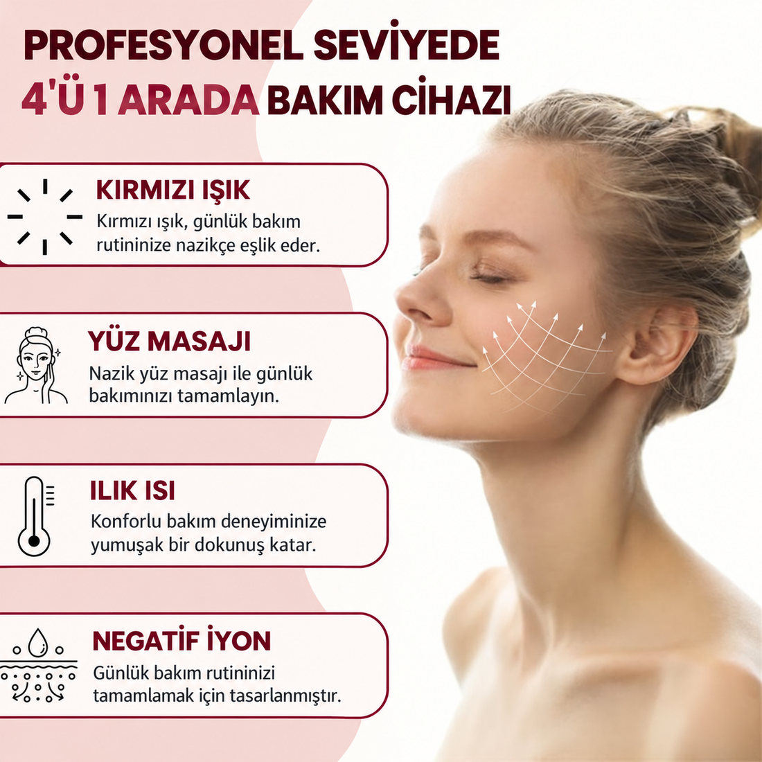 Siloura 4'ü 1 arada yüz bakım cihazı özellikleri