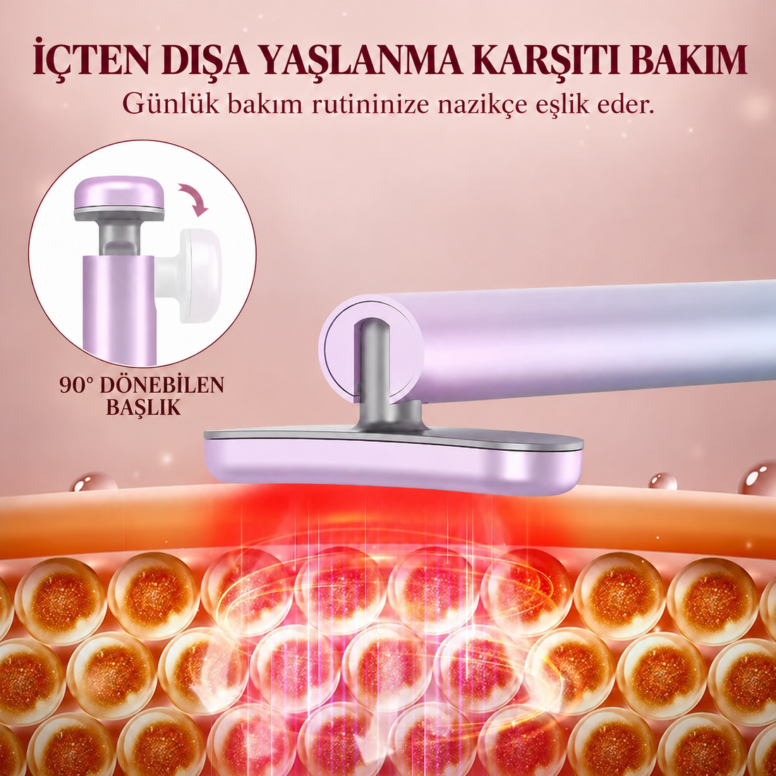 Siloura kırmızı ışık cilde nasıl ulaşır, 90 derece dönebilen başlık